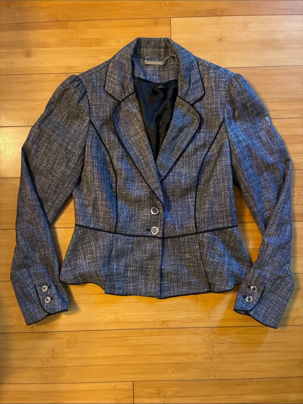 White House Black Market Gray Textured Peplum Blazer